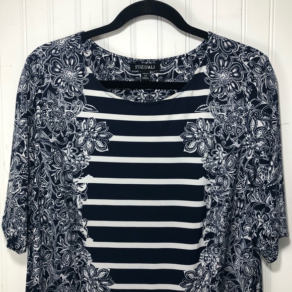 Striped floral shift dress 1X - Picture 3 of 8